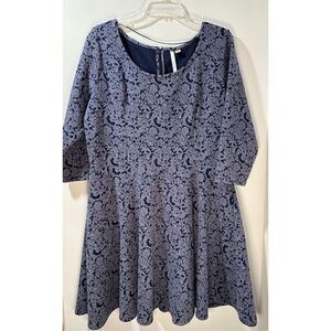 Lauren Conrad women’s blue 3/4 sleeve flare dress size XXL #32-0814